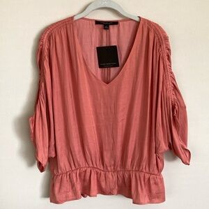 NWT MARC New York Apricot V-neck Crinkle Top